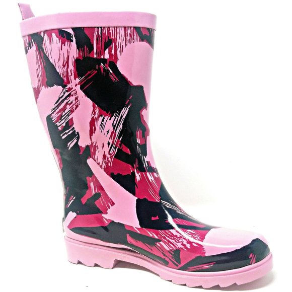 Women's Rainboots, Mid Calf Rubber Rain Boots, RB-3152 - Picture 2 of 4